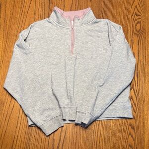 Hippie Rose Gray and Pink Half-Zip Sweatshirt